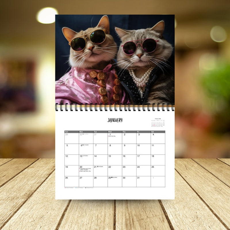 2025 Stylish Cats Calendar/Gift For Cat Lover